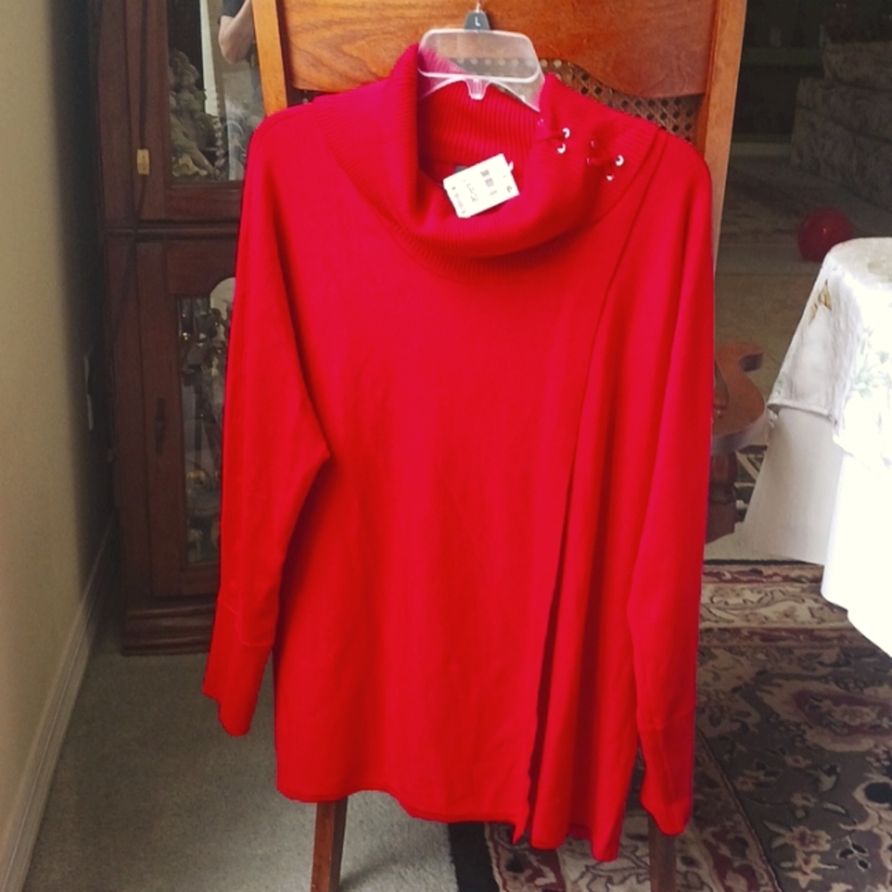 Women's Red Cowl Neck Sweater Size Large NWT